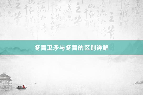 冬青卫矛与冬青的区别详解